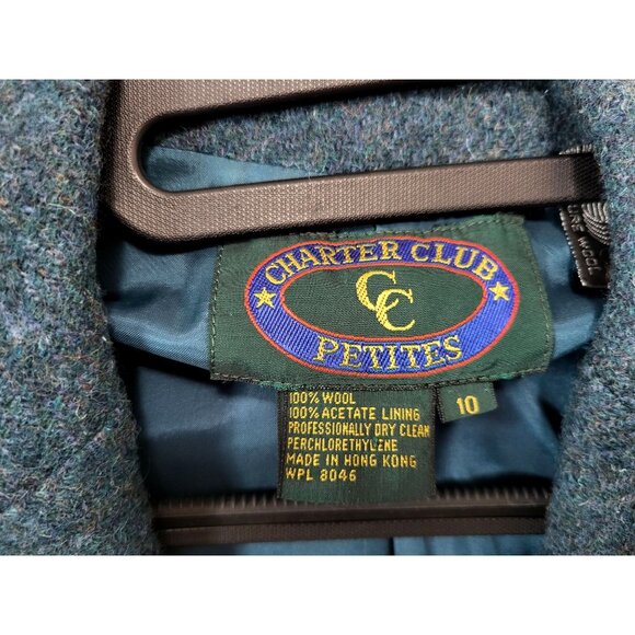 Charter Club Petites Wool Blazer Blue-Green Hong Kong Tailored Academia - Picture 12 of 14